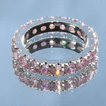 Wholesale Lot 3 Pc Dazzling Pink Topaz CZ Sterling Silver Eternity Band Ring