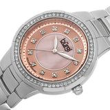 Burgi BUR093PK Swiss Quartz Diamond Markers Pink Dial Silvertone Womens Watch