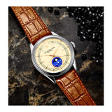 Stuhrling Original 897 03 Celestia Moon Phase Brown Leather Strap Watch