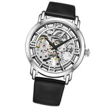 Stuhrling 3982 4 Winchester Automatic Skeleton Black Leather Womens Watch