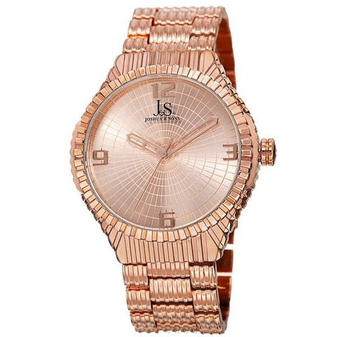 Joshua & Sons JS99RG Arabic Numerals Etched Patterned Dial Rosetone Mens Watch