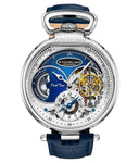 Stuhrling 4033 2 Modena  Automatic Dual Time Skeleton AM/PM Blue Mens Watch