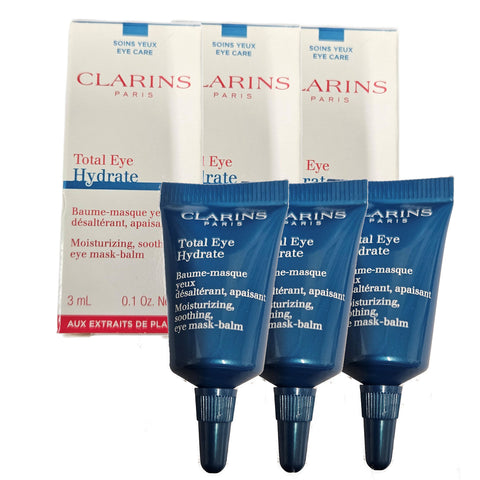 Clarins Total Eye Hydrate Moisturizing Soothing Eye Mask Balm Mini Travel Size 3ml (Pack of 3)