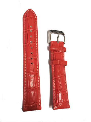 Brizo 20mm Red Crocodile Style Genuine Leather Silver-tone Stainless Steel Buckle Strap