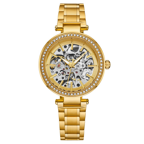 Stuhrling 4039 2 Automatic Skeleton Crystal Accented  Bracelet Womens Watch