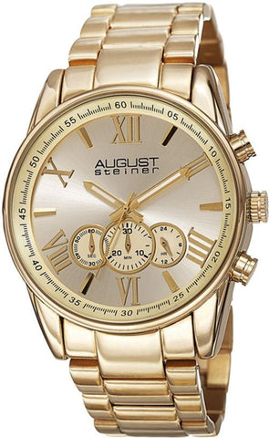 August Steiner AS8163YG Chronograph GMT Goldtone Stainless Steel Mens Watch