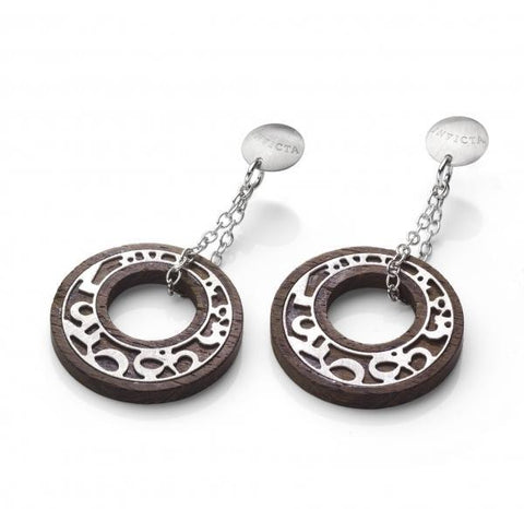 Invicta Fiorentina J0169 925 Silver Overlay Wood Drop Silver Womens Earrings