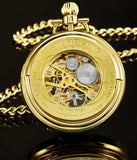 Stuhrling 6053 333333 Vintage Stainless Steel Mechanical Mens Pocket Watch