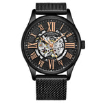 Stuhrling Original 3942M 3 Automatic Skeleton Stainless Steel Mesh Bracelet Mens Watch