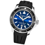 Stuhrling 935 02 Pro Sport Diver Maritimer Black Rubber Strap Blue Dial Mens Watch