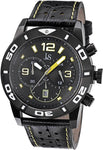 Joshua & Sons JS60YL Chronograph Date GMT Yellow Accented Black Mens Watch