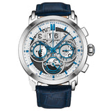 Stuhrling Original  4030 1 Imperia Chronograph Date Blue Leather Mens Watch