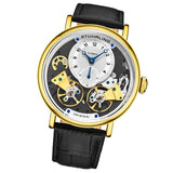 Stuhrling 3981 3 Ares Automatic Skeleton Black Leather Strap Mens Watch