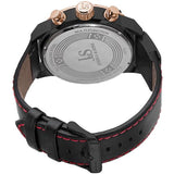 Joshua & Sons JS70RG Swiss Quartz Date GMT Red Accented Black Rose Mens Watch