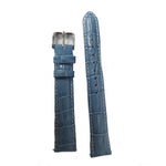 Brizo 16mm Blue Crocodile Style Genuine Leather Silver-tone Stainless Steel Buckle Strap