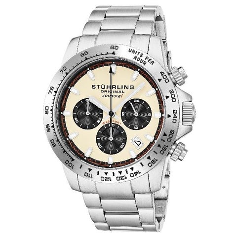 Stuhrling 891 05 Formulai Quartz Chronograph Stainless Steel Date Mens Watch