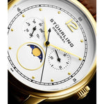 Stuhrling Original 898 03 Celestia Moon Phase Day Date Brown Leather Strap Watch
