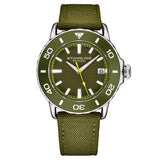 Stuhrling Original 4041 2 Explorer Quartz Date Green Nylon Strap Mens Watch