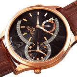 August Steiner AS8010RGBR Dual Time Brown Leather Strap Mens Watch