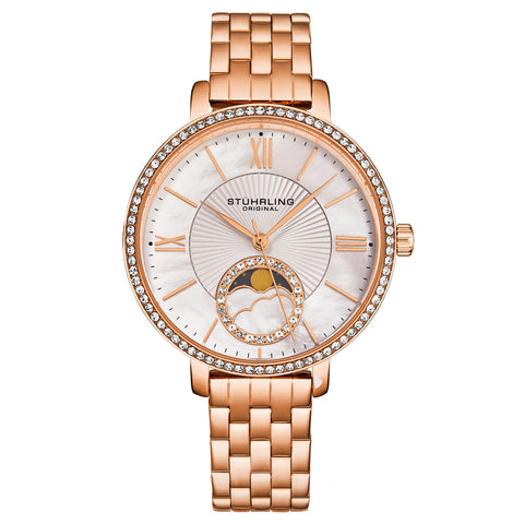Stuhrling Original 4038 2 Quartz Classic Stainless Steel Mother of Pearl Womens Watch