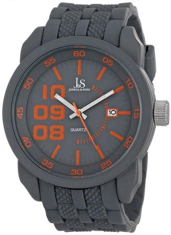 Joshua & Sons JS63GY Date Silicone Strap Orange Accented Grey Mens Watch