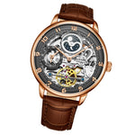 Stuhrling 3925 3 Legacy Automatic Skeleton Dual Time AM/PM Leather Mens Watch