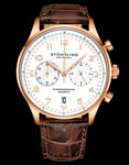 Stuhrling Original 4012 4 Quartz Chronograph Date Brown Leather Mens Watch