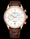 Stuhrling Original 4012 4 Quartz Chronograph Date Brown Leather Mens Watch