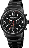 Akribos XXIV AK783BK Swiss Quartz Tachymeter Dual Time Black Mens Watch
