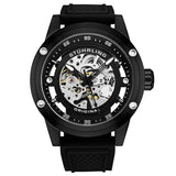 Stuhrling Original 4034 1 Automatic Skeleton Black Rubber Strap Mens Watch