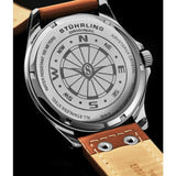 Stuhrling 3916 2 Aviator Day Date Brown Leather Strap Mens Watch