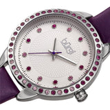 Burgi BUR161PU Swarovski Crystals Purple Leather Strap Womens Watch