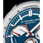 Stuhrling Original 934 02 Tachymeter Date Quartz Blue Leather Mens Watch