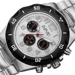 August Steiner AS8161SS Swiss Quartz Day Date GMT Silvertone Mens Watch