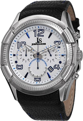 Joshua & Sons JS69BU Chronograph Date GMT Leather Strap Blue Accented Mens Watch