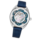 Stuhrling 995 03 Lily Mother of Pearl Crystal Accented Flower Blue Womens Watch