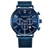Stuhrling 3932 5 Monaco Date Chronograph Blue Mesh Bracelet Mens Watch