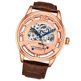 Stuhrling 3974 3  Legacy Automatic Skeleton Brown Leather Strap Mens Watch