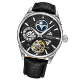 Stuhrling 3918 2 Legacy Automatic Skeleton Dual Time AM/PM Leather Mens Watch
