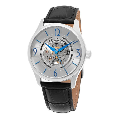 Stuhrling Original 557.01 Atrium 557 01 Automatic Skeleton Leather Mens Watch