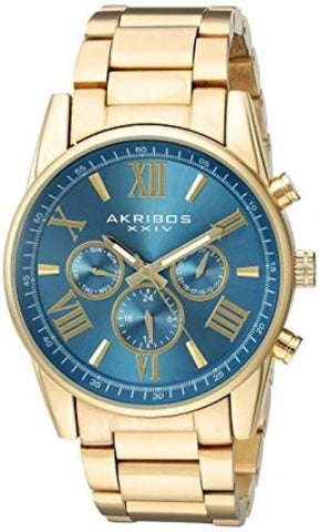 Akribos AK908TQ Swiss Quartz Multi Function Day Date GMT Turquoise Womens Watch