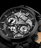 Stuhrling Original  4030 3 Imperia Chronograph Date Black Leather Mens Watch