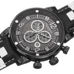 Akribos AK612BK Swiss Quartz Chronograph Date Checkered Leather Strap Mens Watch