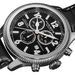 Akribos XXIV AK575BK Swiss Quartz Chronograph Day Date Silver Black Mens Watch