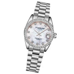 Stuhrling Original 3936 1 Quartz Date Crystal Accented Link Bracelet Womens Watch