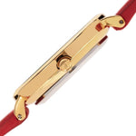 Akribos XXIV AK882BUR Diamond Markers Red Leather Strap Goldtone Womens Watch