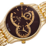 August Steiner AS8141BR Swiss Quartz Dual Time Gold-Tone Bracelet Mens Watch