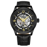 Stuhrling 3947 4 Automatic Skeleton Black Leather Strap Mens Watch