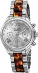 Burgi BUR130SS Swiss Quartz GMT Day Date Silvertone Tortoise Womens Watch