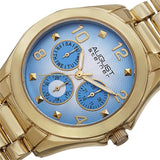August Steiner AS8150YG Day Date GMT Subdials Blue Dial Goldtone Womens Watch